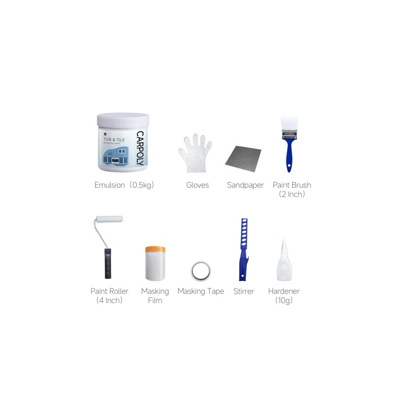Tub and Tile Refinishing Kit, 17oz White Tile Paint with
