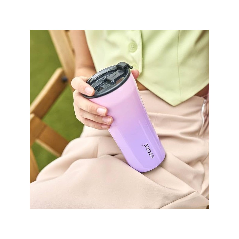 Sttoke Leakproof Lid Shatterproof Tumbler, Lilac Dream, 6.9-inch Height, 16