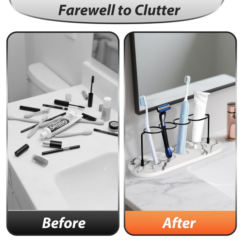 Volminex Toothbrush Holders for Bathrooms, Drying Stone Toothbrush Holder, Diatomite