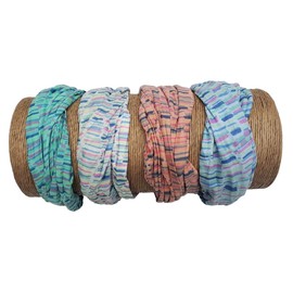 Bamboo Trading Company - Juego de 4 diademas anchas para la cabeza con estampado a rayas - 40,6 cm de largo x 22,8 cm de ancho - Coral, rosa, azul, tonos aguamarina