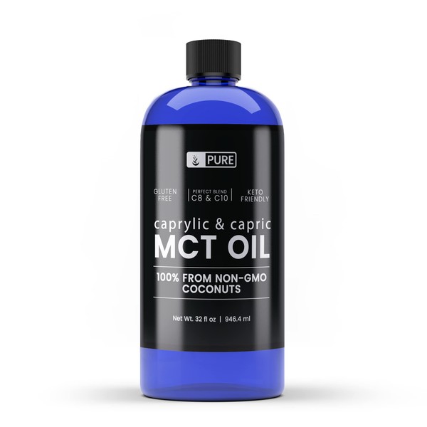 Pure Original Ingredients MCT Oil (32 fl oz) Caprylic & Capric, Keto Friendly, from Non GMO Coconuts