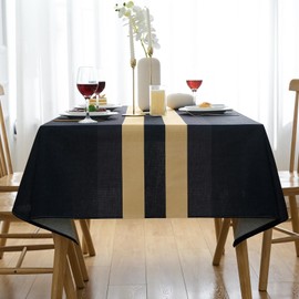 Arwllzz Black Table Cloth 100x140cm Dust-Proof Tablecloth Rectangular Washable Machine Washable Elegant Tabletop Decoration for Kitchen Dinning Garden Farmhouse Party Wedding Outdoor Use