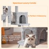 Heybly Cat Tree with Cat Self Groomer Brush, Cat Tower