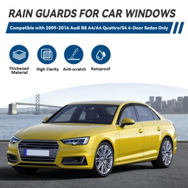 LQQDP 4pcs Front+Rear Smoke Tint Sun/Rain Guard Outside Mount Tape-On Vent Window Visors Compatible with 09-16 B8 A4/A4 Quattro/S4 4-Door Sedan