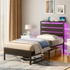 Rolanstar Bed Frame Twin Size with USB Charging Station, LED
