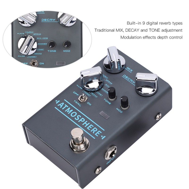 Reverb Effect Pedal Guitar 9 Digital Ambiance Bypass Musical Instrument