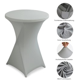 hicoosee Set of 2 Stretch High Table Covers, Diameter 80-85 cm, High-Quality Table Cover for Bistro Table, Bar Table and Round Bar Tables, Elegant Stretch Cover for Garden Party, Celebration, Wedding,