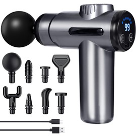 GQBVPN Muscle Massager Gun, Deep Tissue Massage Gun with 99 Adjustable Levels, 8 Massage Heads, LCD Touch Screen, to Relieve Muscle Pain