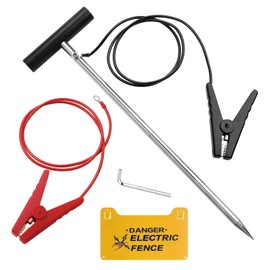 Electric Fence Grounding Rod Set, Ground Rod and Electric Fence Jumper Leads Cable with Alligator Clip, Warning Signs, Grounding Rod for Energizer and Electric Fence Charger