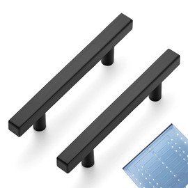 Ravinte 30 Pack 3-3/4 Inch Cabinet Pulls Black Sqaure Kitchen Cabinet Handles Black Cabinet Hardware Stainless Steel Drawer Pulls 6 Inch Overall Length with Mounting Template