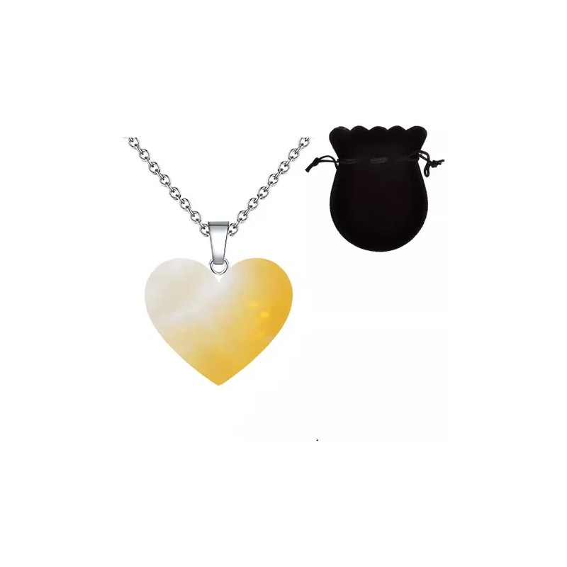 Collar Corazón Cuarzo Natural Acero Inoxidable