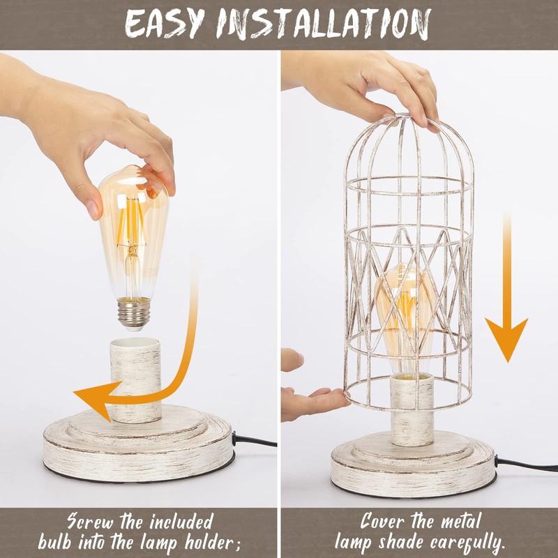 Small Table Lamp, Touch Control Table Lamp with Brushed White