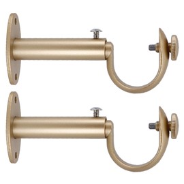 Meriville Set of 2 Gold Zinc Curtain Drapery Rod Bracket for 1 1/4" Rod, Adjustable