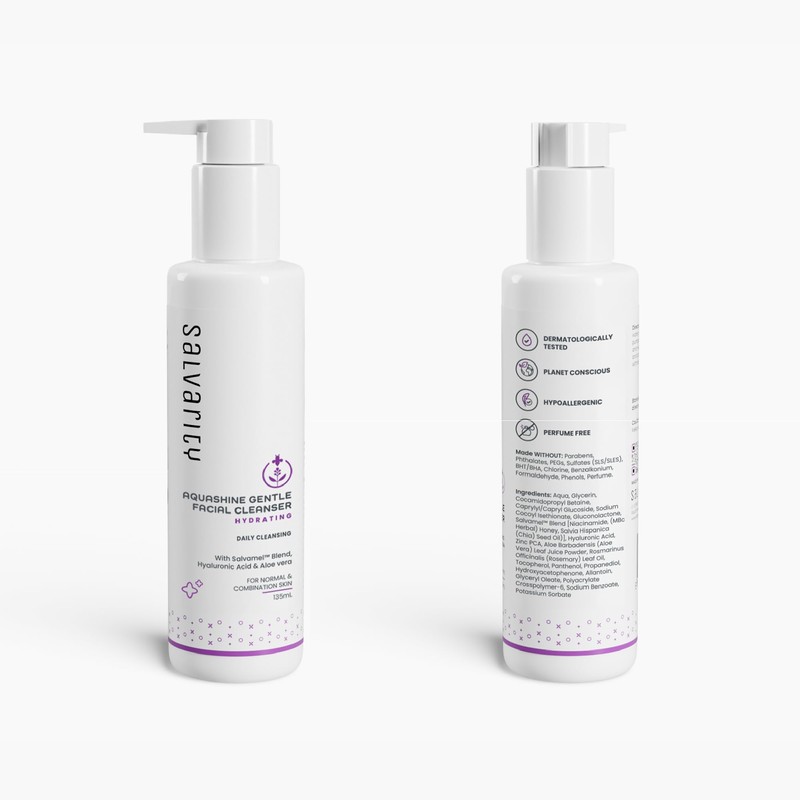 Salvarity AquaShine Gentle Facial Cleanser for Teens 10+, Hydrating Daily
