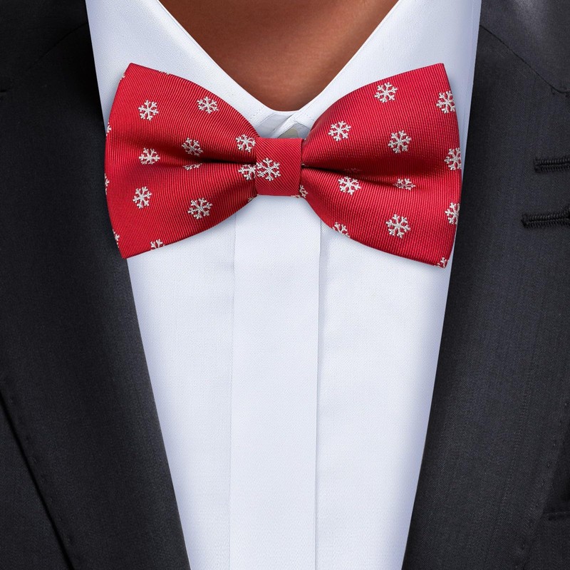 Retreez Men Woven Pre-tied Bow Tie Snowflake Christmas 13 cm
