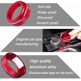 SENSHINE Air Conditioning Knob Cover Volume Control Tune Switch Buttton Covers for Dodge Durango Accessories 2021 2022 2023 2024 AC Climate Adjust Trim Ring 3Pcs (Red)