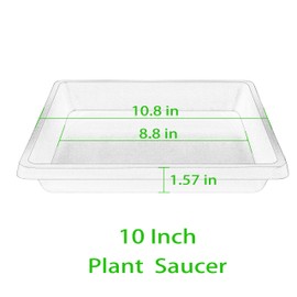 Feyvdzv Square Plant Saucer 10 Inch 4 Pack 6 8 12 14 16 18 20 inch, Plant Drip Trays and Flower Pot Saucers, Plant Trays for Indoors No Holes, Plant Drainage Tray Saucers for Potted Plants
