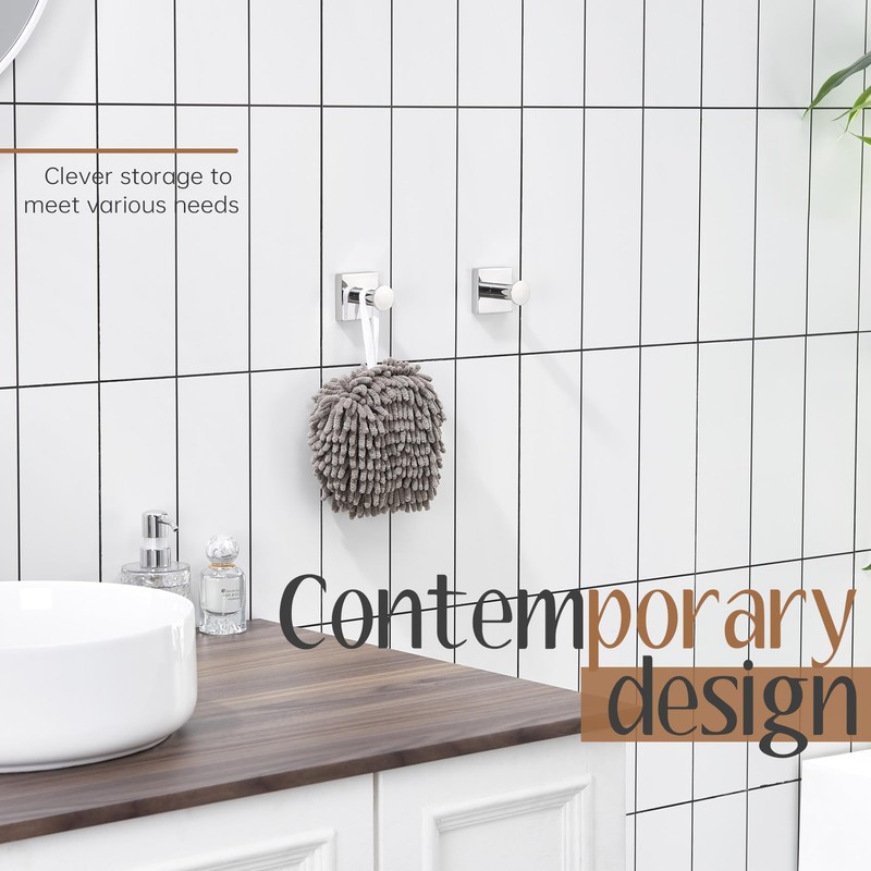 KOKOSIRI Robe Hooks for Bathroom Chrome Kitchen Hooks Hanging Hand