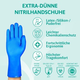 Ansell AlphaTec 37-310 Versatile Nitrile Gloves, Reusable Gloves, Latex-Free Chemical Protection Gloves, Cooking and Cleaning Gloves, Blue Work Gloves, 12 Pairs, Size 2XL