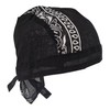 Black Paisley Zandana Tie Bandana Style Fitted Skull Cap Biker