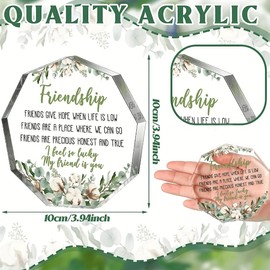DWUENT 13x13cm Nine-Sided Commemorative Gift Figure - Acrylic Friendship Quote Figure, Suitable for Workplace Friends (87g)