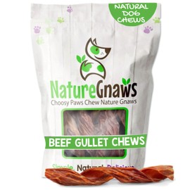 Nature Gnaws Beef Gullet Springs for Dogs 7-8" (12 Count) - Natural Beef Jerky Stick Dog Chew Treats - Rawhide Free