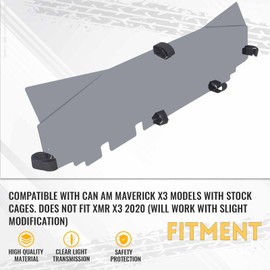 KUAFU Tinted Rear Windshield Compatible with 2017+ Can Am Maverick X3 Dark Tint Smoke Windscreen Rear Window Panel Polycarbonate