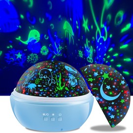Kids Night Light,360° Rotating Starry Night Light Projector for Babys,Ocean Wave Projector for Kids Toddlers,Christmas Gifts Stocking Stuffers for Kids,Boys Girls Bedroom Decor