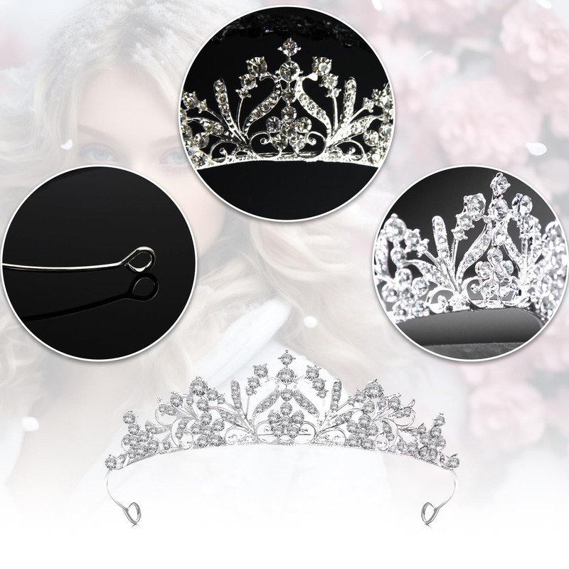 XIAQICA Crown Tiara Silver Crystal Diamond Tiara Women's Crown Wedding