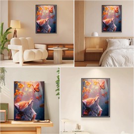 MEIYUDA Paint by Numbers Adults with Frame Animal Fox, DIY Digital Oil Painting Set on Canvas with Brushes and Acrylic Pigment Craft Set, Artwork for Home Decoration, Gift, 30 x 40 cm