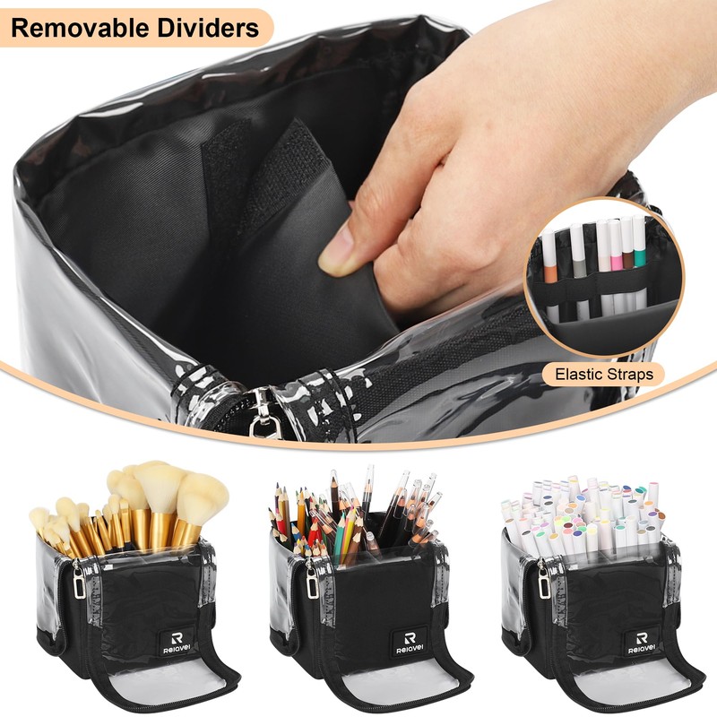Relavel Makeup Brush Bag, Foldable Stand Up Travel Makeup Brush