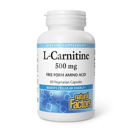 Natural Factors LCarnitine 500 mg  60 Cpsulas Vegetarianas para Energa, Metabolismo de Grasas y Rendimiento Fsico                                     