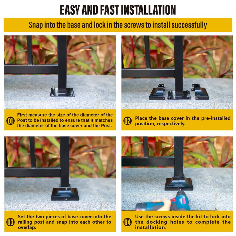 Epcee 2pcs Post 1.5" Aluminum Deck Post Base Cover, Post