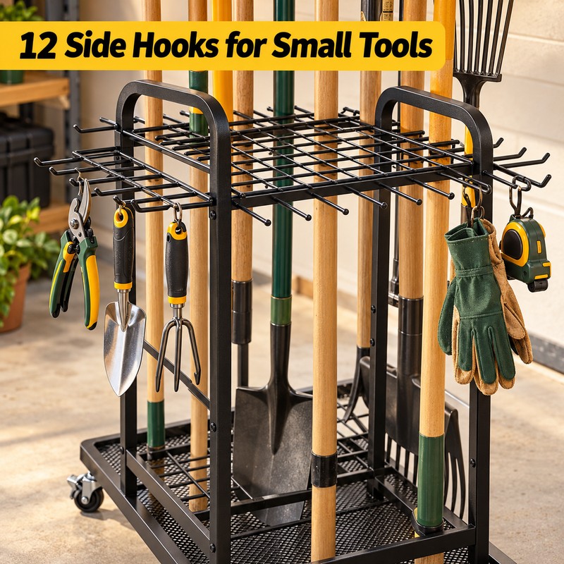 SOYEEZE 3 Tier Garden Tool Organizer Cart, Heavy Duty Metal