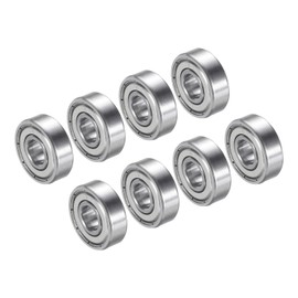 PATIKIL 8x22x7mm Skateboard Bearing, 8 Pack 608ZZ Steel Ball Bearings Double Rubber Sealed Shielded Miniature for Scooters Roller Skates, Silver