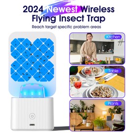 Fruit Fly Traps for Indoors, (2 Device + 10 Refills) 2 in 1 Rechargeable & Portable Flying Insect Trap, Fly Trap Indoor Gnat Traps for House Indoor for Fruit Flies, Gnats, Moths for Home Kitchen