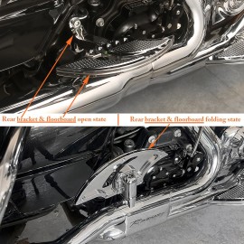 Happy- Motor Motorcycle Blade Rear Pedal Floorboard Heel Toe Shift Lever Passenger Foot Peg Boards for Harley Road king FLHR 1980-upSpecification: SM-1881-CHROME