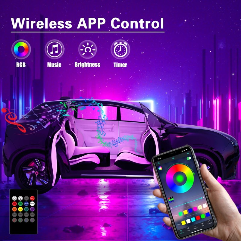 Interior Car Lights with Wireless APP and Remote Control, 5
