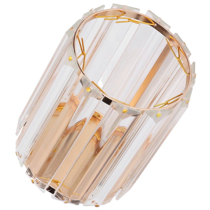 Cosmetic Brush Holder Transparent Glass Round Decorative Desktop Pen Storage