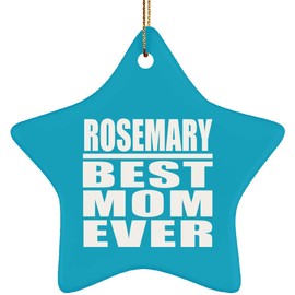 Designsify Christmas Tree Decoration, Rosemary Best Mom Ever, Star Ornament Turquoise, Gifts for Birthday Anniversary Valentines Mom Mothers Fathers Day Party, to Men Women Him Her Friend Mom Dad Wife