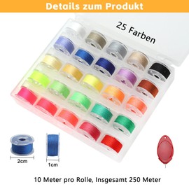 APOMOONS 25 Rolls Cotton Cord Jewellery Band Thread Cord for Bracelets Yarn Macrame Wax Cord Polyester Cord with Needle Threader for Sewing Jewellery Making DIY Crafts 0.55 mm x 10 m