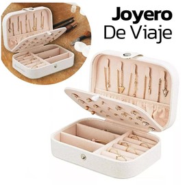 Lecute Caja Alhajero Anillos Aretes Collares Joyas Organizador Almacenaje de Viaje Compacto Joyeria Accesorios Regalo Multiuso (Blanco)