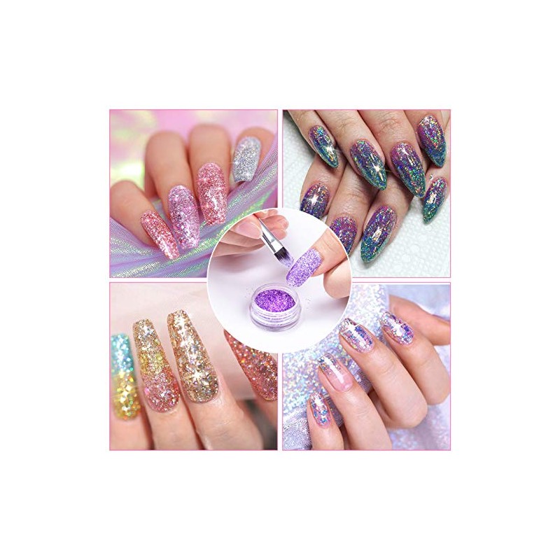 24Pcs Nail Glitter Powder, Nail Art Sequins Holographic Glitters, Cosmetic