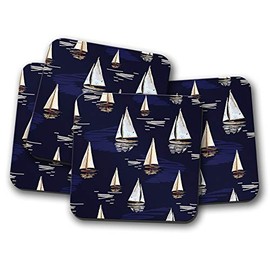 4 Set - Sailing Ships Coaster - Boats Yachts Sea Ocean Sails Sailor #12324