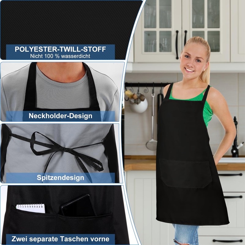 Vyndicca Pack of 12 Cooking Aprons, Baking Apron with 2