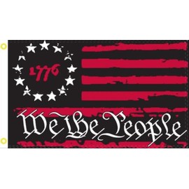 Betsy Ross 1776 We The People Black & Red USA American PATRIOT 6X10 Flag 100D