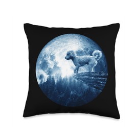 Miniature Poodle Dog Shirts and Gifts Miniature Poodle Moon Mom Dad Women Men Dog Lovers Throw Pillow, 16x16, Multicolor