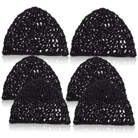 Baluue 6pcs Black Hair Nets for Women Mesh Crochet Hair Wrap Net Bathing Elastic Knit