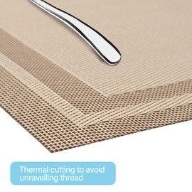 Heat-Resistant Crossweave Woven Dinning Table Set of 8 Placemat PVC Placemats-Excovip Kitchen Place Mats Washable PVC Table Runner(Champagne,8pcs)