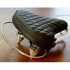 VELO SD Saddle - Black, Classic Style Seat with Chrome Rail Handle bar for Beach Cruiser Bikes, Twin-Spring suspenion, Made in Taiwan